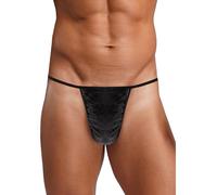 Jugaoge Homme Culottes G String Vinyle Extensible String pour Hommes Slip pour Slip De Bain en Cuir Synthétique Triangulaire Nightclub Noir Bleu Argent XL