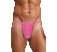 Jugaoge Homme Culottes G String Vinyle Extensible String pour Hommes Slip pour Slip De Bain en Cuir Synthétique Triangulaire Nightclub Rose M