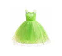 Jugaoge Robe de Fée Magique Enfant Fille Tutu Robe de Princesse Vert Costume Elfe Fleurie Fête Soirée Tutu Carnaval Vert 3-4 Ans