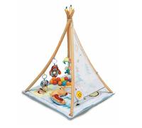 JUGAR Tapis d'éveil tipi bébé avec balles et coussin Armature marron