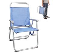 JugaToys - Chaise de Plage Fixe Pliable - Structure en Aluminium résistante et légère - Design Couleur Bleue - Protection des Pieds Anti-basculement - Poignée Incluse pour Un Transport Facile - Tissu