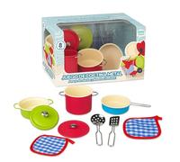 JugaToys - Set d'ustensiles de cuisine pour enfants en métal coloré avec accessoires, ensemble d'imitation avec 8 pièces, casseroles, poêles et ustensiles de cuisine pour garçons et filles à partir de