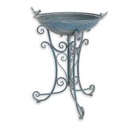 Jugendstil Bain D'Oiseaux Avec Support Ensemble 2 Pièce en Bleu en Fer Hauteur