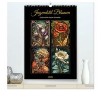 Jugendstil Blumen (hochwertiger Premium Wandkalender 2026 DIN A2 hoch), Kunstdruck in Hochglanz: Zauberhafte bunte Gemälde