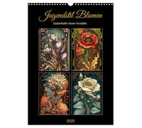Jugendstil Blumen (Wandkalender 2026 DIN A3 hoch), CALVENDO Monatskalender: Zauberhafte bunte Gemälde