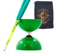 Juggle Dream and Cascade Juggling Green Big Top - Ensemble de diabolos à roulement jumbo avec bâtons de Diablo en verre vert, ficelle de diabolo et sac (Vert)