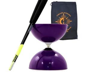 Juggle Dream and Cascade Juggling Purple Big Top - Ensemble de diabolos à roulement jumbo, bâtons de diablo noirs en superverre, ficelle de diabolo et sac (violet)