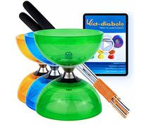 Juggle Dream Cyclone Quartz Diabolo de Jonglage Set - Pro Diabolo Triple Roulement A Bille + des Diablo Baguettes en Aluminium, et Vidéo d'apprentissage en Ligne (Vert)