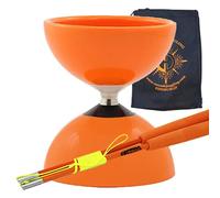 Juggle Dream Diabolo à roulement carrousel et bâtons en fibre avec sac - Ensemble Diablo à roulement pour enfants (Orange)