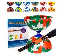 Juggle Dream Jester Diabolo Jonglage Kit - Axe Fixe Diabolo Professionnel avec Baguettes Superglass Vidéo d'apprentissage en Ligne - Jouets de Jonglage (Vert/Blanc/Rouge)