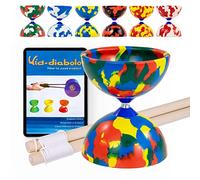 Juggle Dream Jester Diabolo Set - avec Axe Fixe Diabolo, Baguettes en Bois et Vidéo d'apprentissage en Ligne - Jouets de Jonglage (Multicolore)
