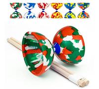 Juggle Dream Jester Diabolo Set - avec Axe Fixe Diabolo, Baguettes en Bois et Vidéo d'apprentissage en Ligne - Jouets de Jonglage (Vert/Blanc/Rouge)
