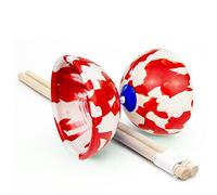 Juggle Dream Jester Diabolo Set - avec Axe Fixe Diabolo, Baguettes en Bois et Vidéo d'apprentissage en Ligne - Jouets de Jonglage (Rouge/Blanc)