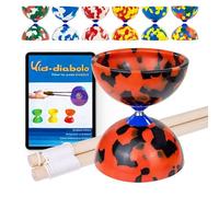 Juggle Dream Jester Diabolo Set - avec Axe Fixe Diabolo, Baguettes en Bois et Vidéo d'apprentissage en Ligne - Jouets de Jonglage (Noir/Rouge)