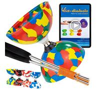 Juggle Dream Jester Diabolo Set de Jonglage avec Diabolo à roulement à Billes | Baguettes en Aluminium | Vidéo d'apprentissage en Ligne (Multicolore)