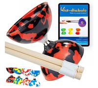 Juggle Dream Jester Diabolo Set de Jonglage avec Diabolo à roulement à Billes, Baguettes en Bois et Vidéo d'apprentissage en Ligne (Noir/Rouge)