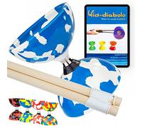 Juggle Dream Jester Diabolo Set de Jonglage avec Diabolo à roulement à Billes, Baguettes en Bois et Vidéo d'apprentissage en Ligne (Bleu/Blanc)