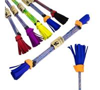 Juggle Dream Picasso Flowerstick avec Baguettes en Silicone Ultra Adhérentes. Bâton du Diable pour Jongler et Danser (Bleu/Orange/Bleu Pompons)