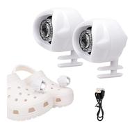 JUGNAW Phares pour Cro,2Pcs Lumières de Chaussures Étanches IPX5 à 3 Modes Ajustables, Lampe de Poche Rechargeable Type C pour Marche Nocturne, Camping, Convient aux Adultes et Enfants - Blanc