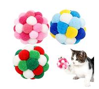 Juguete De Pelota para Gatos - Juguete Interactivo De Persecución para Masticar De 3 Piezas | Pelota para Gato De 4 cm, Peluda Gatito, Perro, Cachorro, Aburrimiento, Ejercicio, Estimuación