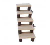 Juguetes de masticación de escalera de hámster de madera natural, herramienta de entrenamiento de trampolín de puente de plataforma de 5 capas para loros para loros (Couleur/B)
