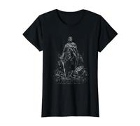 Jugurtha Statue Ancienne du Roi Guerrier numide T-Shirt Graphique avec Valeur, Femme, Noir, S