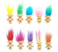 JUGUTA 10 Pièces Mini-Poupées Trolls,Trolls Vintage En Pvc,Poupée Porte-Bonheur,Mini-Figures D'Action,3 Cm,Charmante Collection De Petits Gars Mignons,Artisanat,Projet D'École,Cadeaux De Fête
