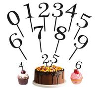 JUGUTA 10Pcs 0-9 Acrylique Cake Topper, Gâteau Topper Miroir Acrylique Décoration, Garnitures Toppers De Cupcake, Décoration Gâteaux Numéros Anniversaire（Noir）