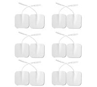 Juguta 12 pièces Électrodes TENS 50 x 50mm, TENS EMS Electrodes pour appareils TENS et entraîneurs EMS Connecteur PIN de 2 mm, Électrodes de remplacement autocollants pour électrothérapie