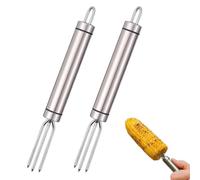 JUGUTA 2 Pièces Fourchettes À Pommes De Terre En Acier Inoxydable, Pique Épis De Maïs Avec 3 Dents, Réutilisable Fourchettes À Maïs Pour Pommes De Terre, Steaks, Épluchage Auxiliaire, Barbecue