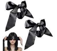 JUGUTA 2 Pièces Masque Pour Les Yeux En Satin Doux, Confortable Et Réglable, Protection Des Yeux Occultant, Masque De Voyage Pour Femmes Et Hommes, Sommeil Nocturne, Voyage, Sieste, Méditation(Noir)