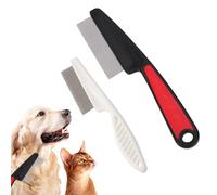 JUGUTA 2 Pièces Peigne Chat, Peigne Pour Animaux Anti Poux Brosse Chien Métal Extra Fine Peigne D'Élimination Des Poux Avec Poignée Plastique Pour Chaton Chiot Animaux De Compagnie