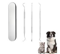 JUGUTA 3 Pièces Outil de Nettoyage des Dents pour Animaux Avec Boîte Métallique, Kit D'hygiène Dentaire, Nettoyant Dents De Chien, Grattoir à Dents pour Chiens et Chats, Détartreur Dentaire Acier Inox