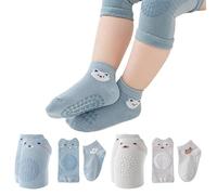 JUGUTA 4 Paires Genouillères Bébé Antidérapantes, Chaussettes Antidérapantes En Coton Bébé Enfant, Protection Genoux Pour Rampants, Genouillère Enfant Knee Pads, Convient Aux Garçons Et Aux Filles