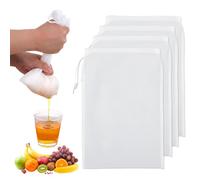 JUGUTA 4 Pièces Sac Filtrant, Etamine Alimentaire, Passoire Tissu Blanc, Nylon Sac Filtrant Pour Jus De Légumes Et Fruits, Café, Lait Avoine, Lait Vegetal