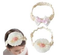 Juguta Bandeaux pour bébés filles,Lot de 2 bandeaux blancs pour bébé, accessoires pour cheveux, pour photographier des enfants, jolis bandeaux, coiffes à fleurs pour filles
