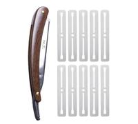 JUGUTA Coupe Choux Barbe, 1 Rasoir + 10 Lames Derby 13Cm Long En Bois Massif Brun Avec Étui De Voyage Cuir Pour Rasage Traditionnel Homme