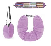 JUGUTA Cousin De Voyages Avion,Remplissable Tour De Cou Avion,Velours De Cristal Oreiller De Voyage,Multifonctionnel Portable avec Bretelles Réglables Amovibles,Espace De Stockage Supplémentaire