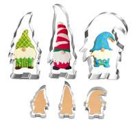 JUGUTA Emporte Piece Noël, Lot De 3 Emporte Pièces Moule À Biscuits Patisserie Gâteau Cookies Sablé En 3 Forme De Gnome De Noel, Grand Decoupoir Biscuit De Père Noël En Acier Inoxydable Pour Enfants