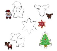 JUGUTA Lot de 5 Emporte-Pièces de Noël Grand Format - Moules à Biscuits en Acier Inoxydable pour Pâtisseries Festives - Bonhommes de Neige, Pères Noël et Étoiles - Décorations Culinaires de Noël