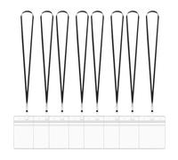 JUGUTA Lot de 8 Tours de Cou Professionnels - Porte-Badges Transparents Étanches avec Cordons Noirs Réglables et Crochet Pivotant - Compatible Cartes d'Identité, Badges Entreprise et Cartes d'Accès