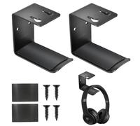 JUGUTA Porte Casque 2 Pièces En Métal + 2 Coussins + 4 Vis - Support Mural Universel Avec Fixation Adhésive Ou Vissée (Noir)