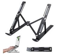 JUGUTA Support Ordinateur Portable Réglable, Support Pc Pliable En Aluminium 6 Niveaux De Hauteur, Compatible Air/Pro, Dell 10-17,3 Pouces, Léger Et Stable - Noir