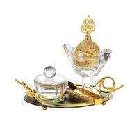 Jugutyeg Brûleur D'encens Arabe, Diffuseur de Bureau, Parfum D'intérieur, Décoration Du Ramadan, Ensemble de Brûleurs D'encens En Verre pour Salon, Plateau