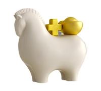 Jugutyeg Figurine de Cheval, Principes Du Feng Shui, Statue de Cheval En Résine pour Chambres D'hôtes, Blanc