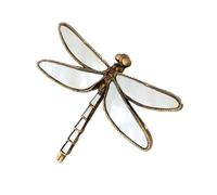 Jugutyeg Miroir Mural Décoratif En Résine Imitation Animaux Suspension Murale Design Rétro Œuvre Murale Artistique avec Cadre Doré Surface Miroir Lumineuse Ada, En Forme de Libellule