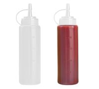JUHONNZ Bouteille Sauce avec Bec Verseur 250ml (Lot de 2), Plastique Flacon pour Sauce Tomate & Huile Olive & Vinaigrette & Moutarde & Peinture, Récipient Sauce de Cuisine