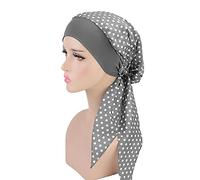 JUHONNZ Chimio Turban pour Femmes,Écharpe de Tête en Satin Casquette de Turban en Coton Couvre-tête Elastique Mousseline Bandana Casquette pour Femmes Cancer(Grey-Point)