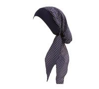 JUHONNZ Chimio Turban pour Femmes,Écharpe de Tête en Satin Casquette de Turban en Coton Couvre-tête Elastique Mousseline Bandana Casquette pour Femmes Cancer(Point Bleu)