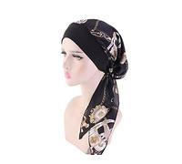 JUHONNZ Chimio Turban pour Femmes,Écharpe de Tête en Satin Casquette de Turban en Coton Couvre-tête Elastique Mousseline Bandana Casquette pour Femmes Cancer